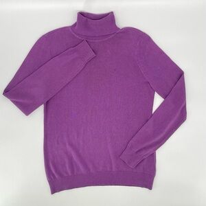 Lauren Ralph Lauren Cashmere Silk Blend Top Women L Long Sleeve Purple Rollneck
